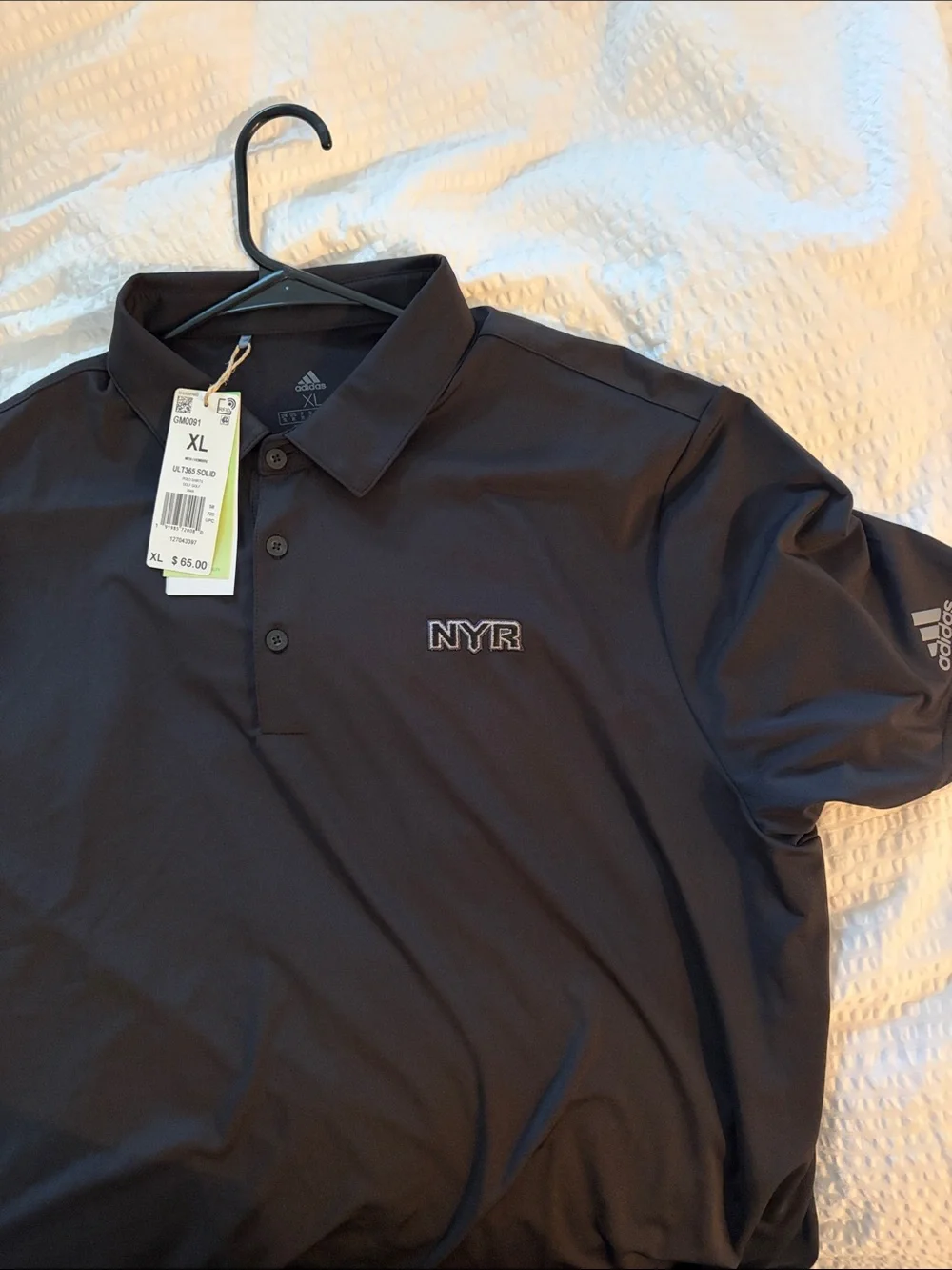 adidas Black NYR Embroidered Polo